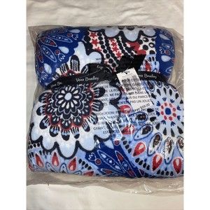 NWT Vera Bradley Throw Blanket Gramercy Blue and Black 80" x 50" - 2 Blankets